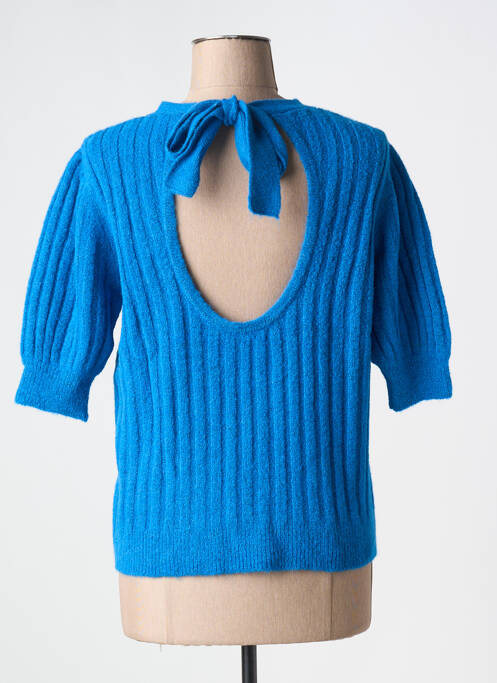 Pull col rond manches courtes bleu ANGE femme