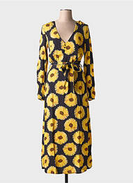 Robe longue manches longues manches longues noir FABIENNE CHAPOT femme