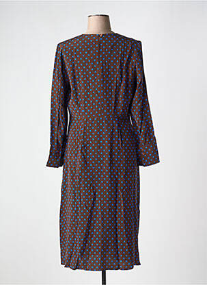 Robe mi-longue coupe fluide manches longues marron TOUPY femme