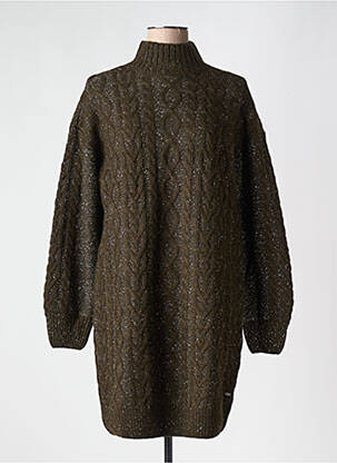 Robe pull coupe droite manches longues vert SCOTCH & SODA femme