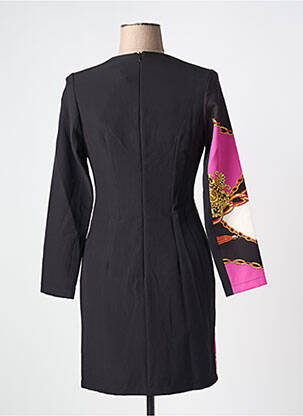 Robe mi-longue imprimé fantaisie manches longues noir RINASCIMENTO femme