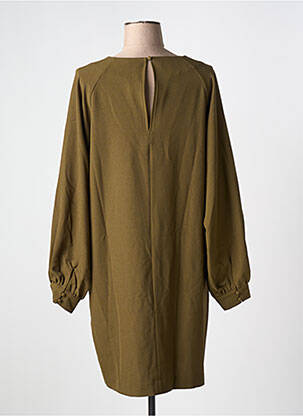 Robe mi-longue manches longues manches longues vert ICHI femme