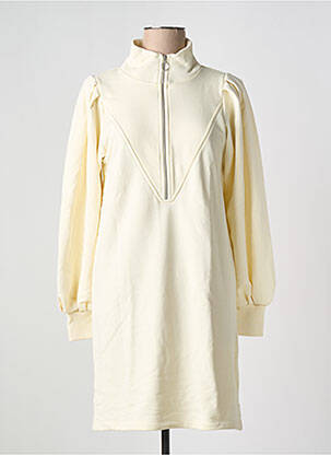 Robe mi-longue manches longues manches longues beige SCOTCH & SODA femme