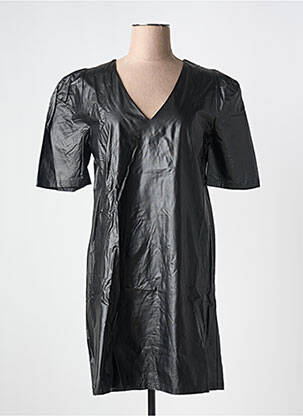 Robe mi-longue manches courtes manches courtes noir ANGE femme