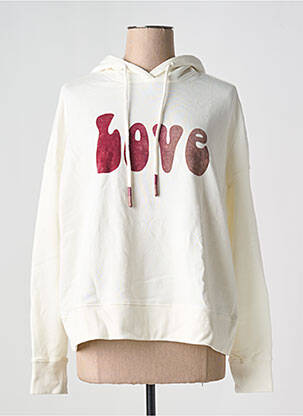Sweat-shirt à capuche poches manches longues beige FIVE femme