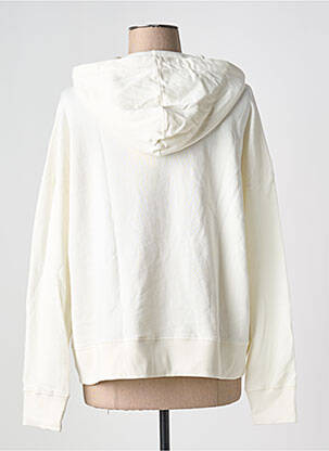 Sweat-shirt à capuche sérigraphie manches longues beige FIVE femme