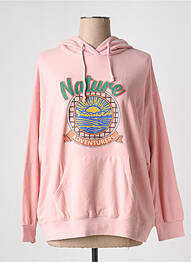Sweat-shirt à capuche col v manches longues rose ME369 femme