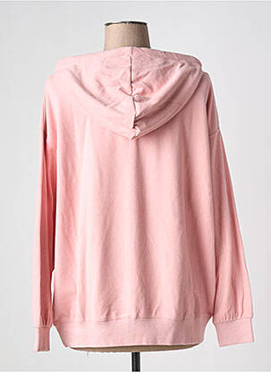 Sweat-shirt à capuche col v manches longues rose ME369 femme
