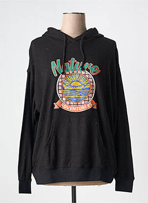 Sweat-shirt à capuche poches manches longues noir ME369 femme