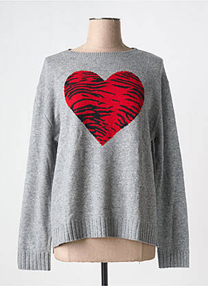 Pull col rond manches longues gris FIVE femme