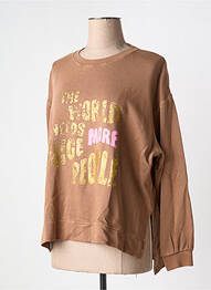 Sweat-shirt sérigraphie manches longues marron FIVE femme