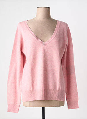 Pull coupe droite manches longues rose FIVE femme