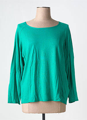Pull coupe droite manches longues vert JARDIN PRIVÉ femme