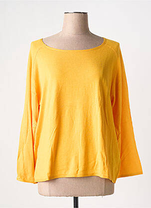 Pull col rond manches longues jaune JARDIN PRIVÉ femme