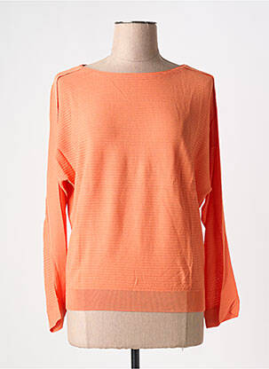 Pull col bateau manches longues orange YAYA femme