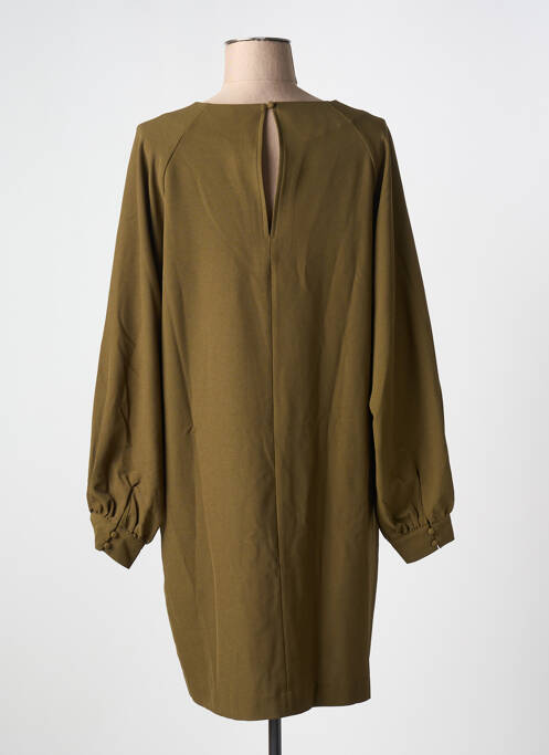 Robe mi-longue manches longues manches longues vert ICHI femme
