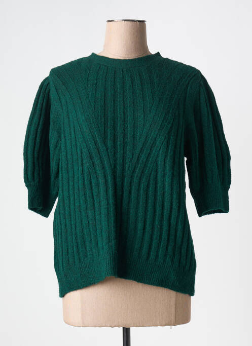 Pull col rond manches courtes vert ANGE femme