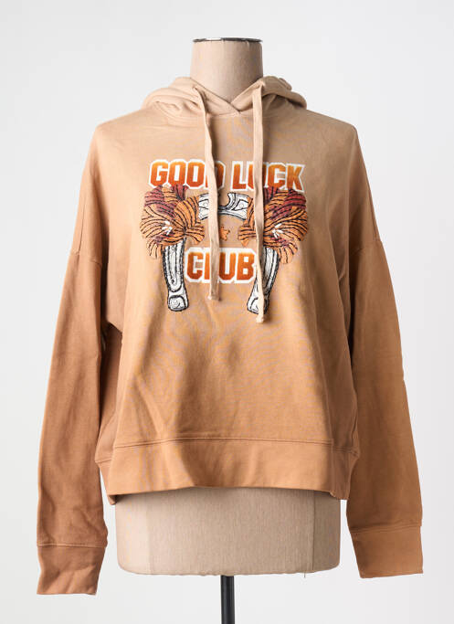 Sweat-shirt à capuche beige FIVE pour femme