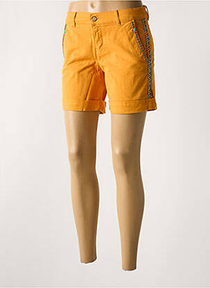 Short fermeture zippée sous rabat boutonné jaune HAPPY femme
