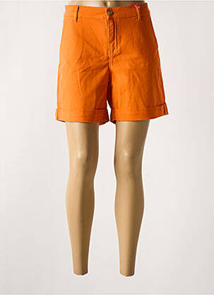 Short fermeture zippée sous rabat boutonné orange HAPPY femme
