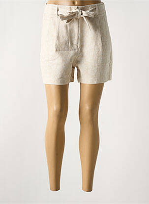 Short fermeture zippée sous rabat avec crochet beige YAYA femme