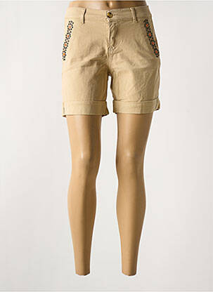 Short fermeture zippée sous rabat boutonné beige HAPPY femme