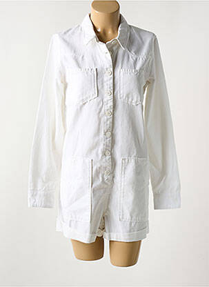 Combishort fermeture boutonnée sur le devant manches longues blanc HAPPY femme