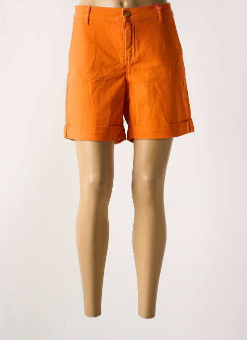 Short fermeture zippée sous rabat boutonné orange HAPPY femme
