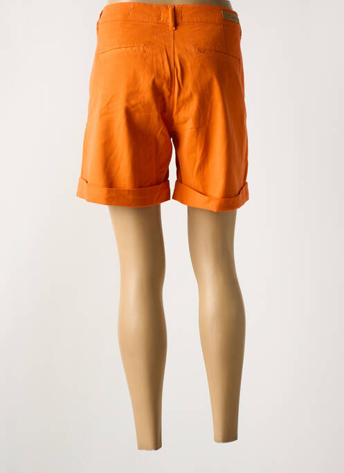 Short fermeture zippée sous rabat boutonné orange HAPPY femme