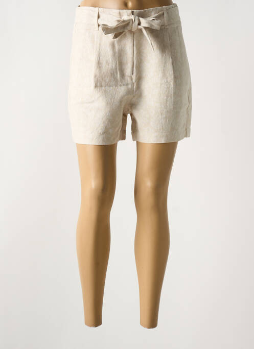 Short fermeture zippée sous rabat avec crochet beige YAYA femme
