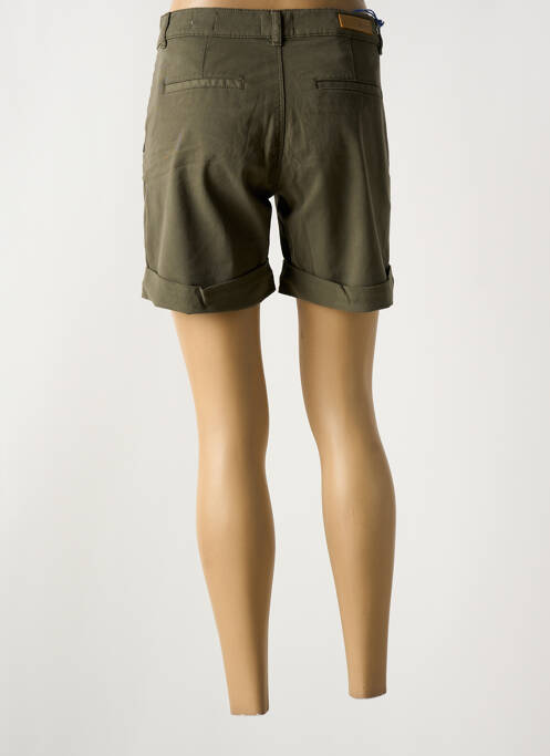 Short fermeture zippée sous rabat boutonné vert HAPPY femme