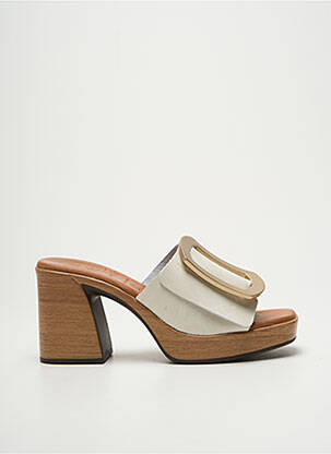 Mules/sabots bout ouvert talon de 7 à 9cm beige OH!! ISABELLA femme