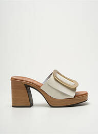 Mules/sabots bout ouvert talon de 7 à 9cm beige OH!! ISABELLA femme