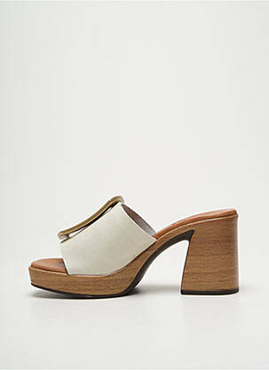 Mules/sabots bout ouvert talon de 7 à 9cm beige OH!! ISABELLA femme