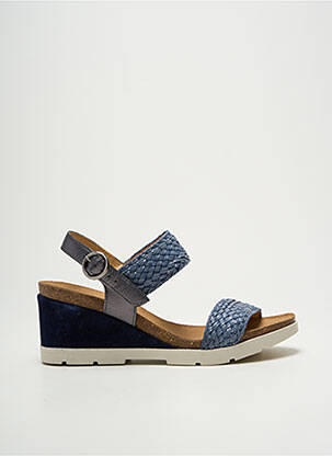 Sandales/nu pieds tissage satiné talon de 7 à 9cm bleu MKD femme