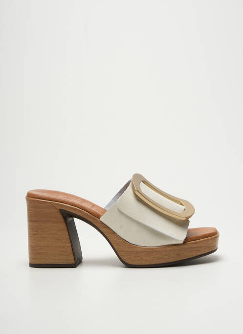 Mules/sabots bout ouvert talon de 7 à 9cm beige OH!! ISABELLA femme