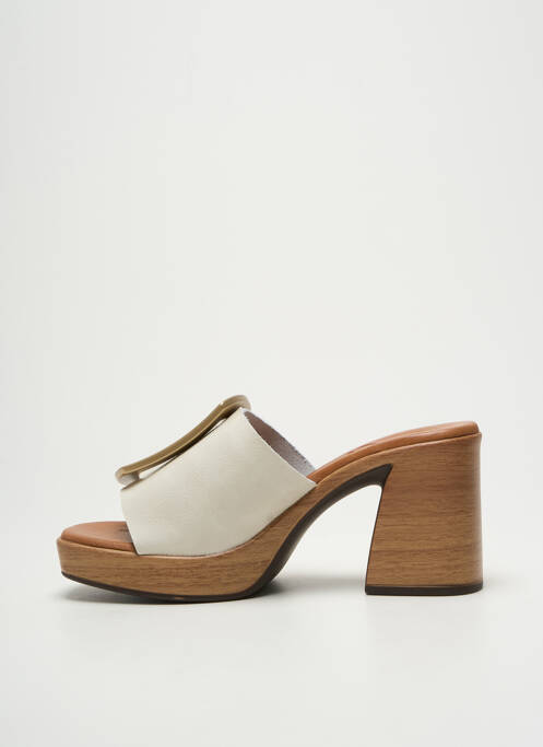 Mules/sabots bout ouvert talon de 7 à 9cm beige OH!! ISABELLA femme
