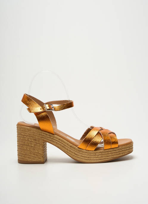 Sandales/nu pieds semi compensé talon de 7 à 9cm orange OH ! MY SANDALS femme