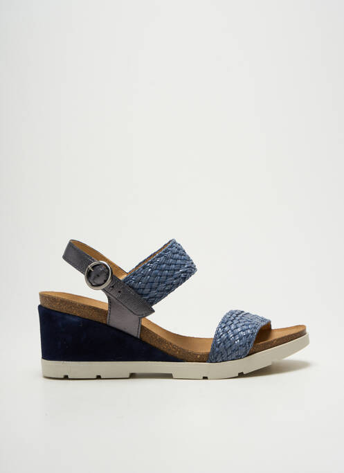 Sandales/nu pieds tissage satiné talon de 7 à 9cm bleu MKD femme