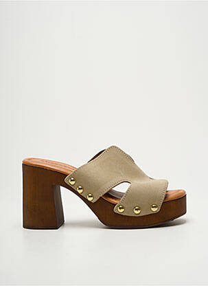 Mules/sabots semi compensé talon de 7 à 9cm beige SANDRO ROSI femme