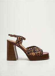 Sandales/nu pieds semi compensé talon haut de 10cm et plus marron LARA MAY femme