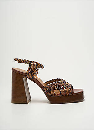 Sandales/nu pieds semi compensé talon haut de 10cm et plus marron LARA MAY femme