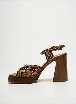 Sandales/nu pieds semi compensé talon haut de 10cm et plus marron LARA MAY femme