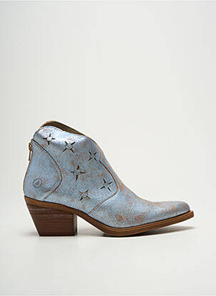 Bottines/boots tissage satiné talon de 4 à 6cm bleu CASTA femme