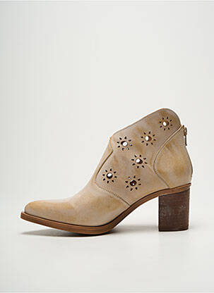 Bottines/boots tissage satiné talon de 4 à 6cm beige CASTA femme