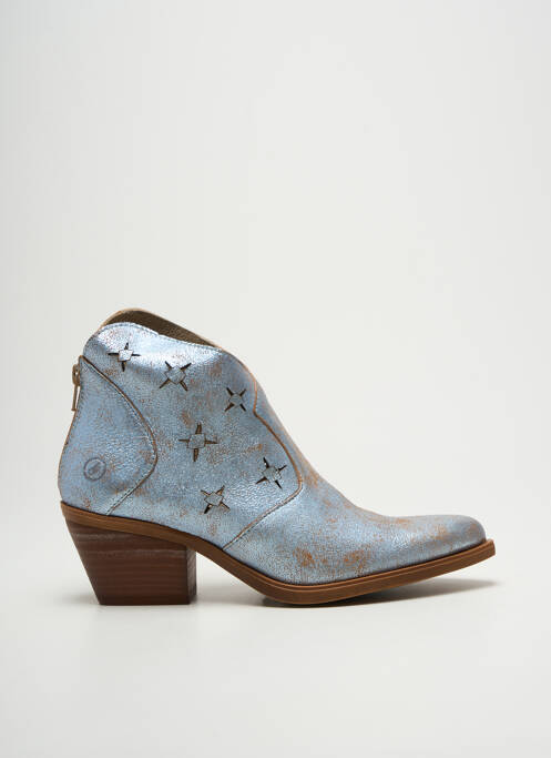 Bottines/boots tissage satiné talon de 4 à 6cm bleu CASTA femme