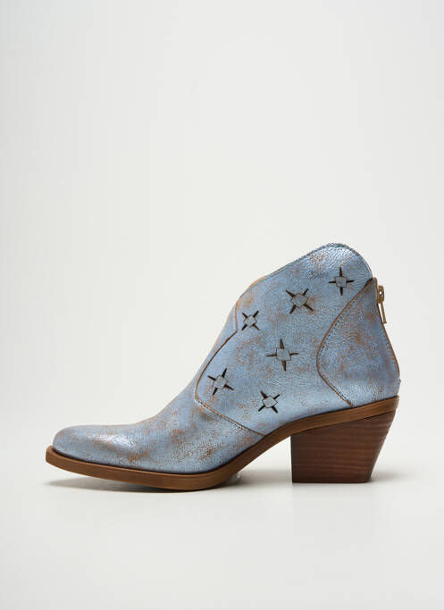Bottines/boots tissage satiné talon de 4 à 6cm bleu CASTA femme