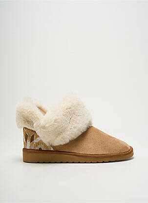 Chaussons/pantoufles bout rond talon plat jusqu'à 3cm beige SOIR ET MATIN femme