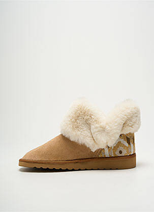 Chaussons/pantoufles bout rond talon plat jusqu'à 3cm beige SOIR ET MATIN femme