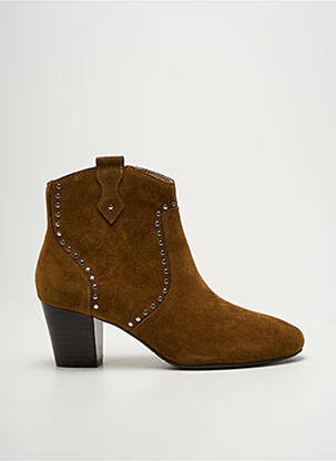 Bottines/boots tissage satiné talon de 4 à 6cm marron EMILIE KARSTON femme